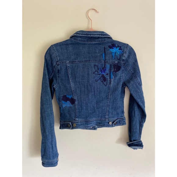 Pilcro and the Letterpress Anthropologie Embroidered Sequin Denim Jacket Small - Picture 3 of 6